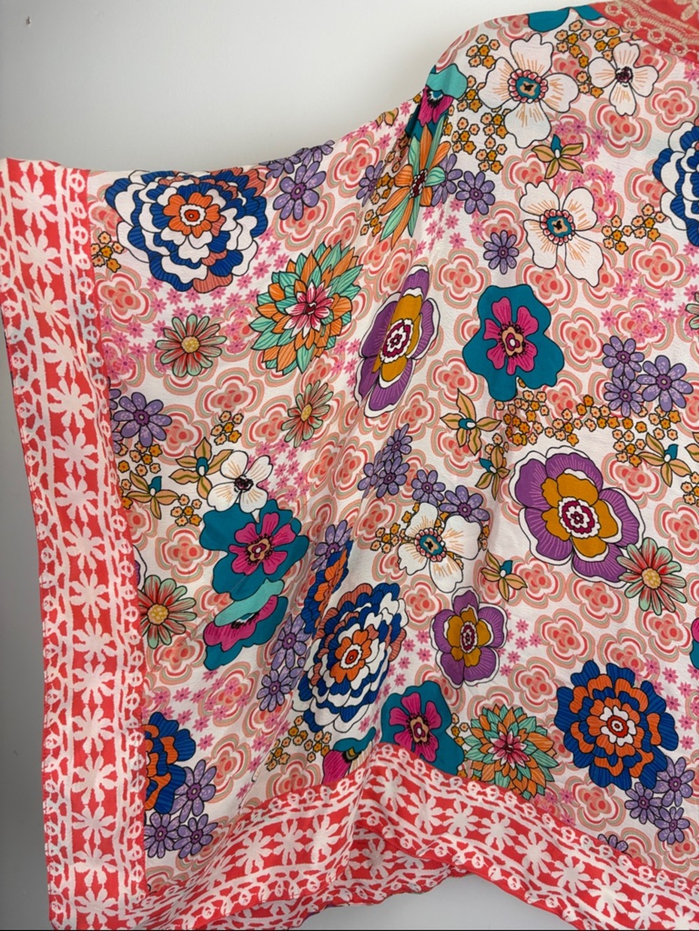 Tolani Patchwork Floral Kimono Jacket Boho Open Front Cropped Multicolor One Sz - Picture 8 of 9